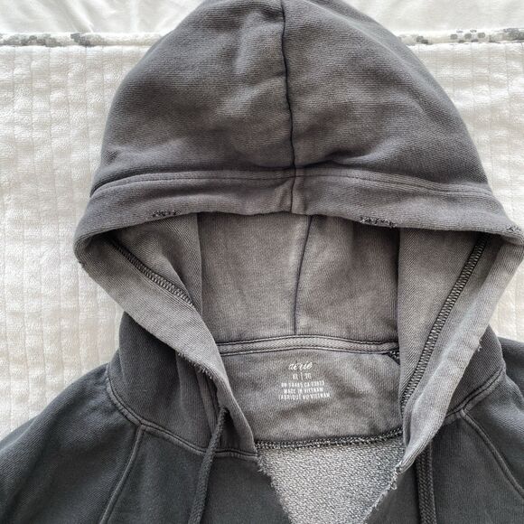 Aerie Oversized Broken-In Hoodie Gray Fleece Cozy Pullover Womens Size XL - Picture 3 of 12